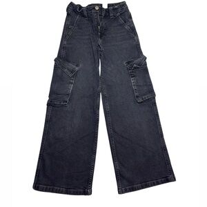 Kids Black Cargo Jeans